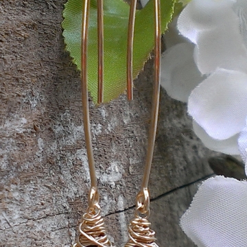 Wonky Wrapped Earrings in 14K Gold Filled - Gorgeous Grade A Garnet Briolettes on Long, Handforged "V" Hook Earwires