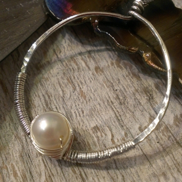 Circle of Life - Pearl & Sterling Wrapped Necklace