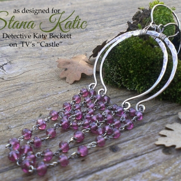 Rubilite Garnet Link on Sterling Open Loop Frame Earring - Ltd.  Edition