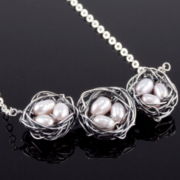 Nest Necklace - Triple Nest Trio in Pink
