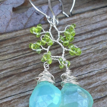 Vine Collection - Chalcedony & Vesuvenite Earrings