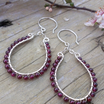 Gorgeous Garnets Wrapped in Sterling on Oval Frame