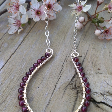 Gorgeous Garnets Wrapped in Sterling on Oval Frame & Chain