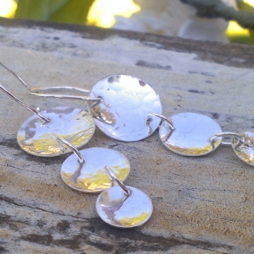 Triple Drop Hammered Earrings on Handforged Earwires