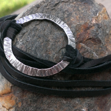 Men's Bracelet / Necklace Combo - Sterling & Suede