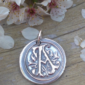 Alphabet Insignia / Fine Silver Pendant - Capital Letters A thru Z