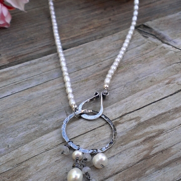 Emmy Pearl Necklace with Gemstone & Pearl Charms