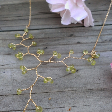 Vine Collection Petite Necklace - Faceted Peridot Gemstones in 14K Gold Fill