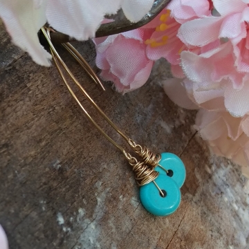 Howlite Rounds on 14K Gold Filled Earwires - Finished with Signature Wonky Wrap