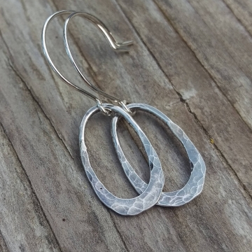 Textured & Hammered Sterling Oval Earring