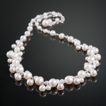 Bliss Bridal - White Pearl Charm Necklace